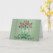 Drie roze rozen Thunder_Cove Kaart (Gele Bloem)