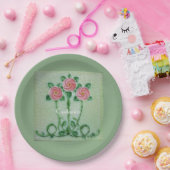 Drie roze rozen Thunder_Cove Papieren Bordje (Feest)