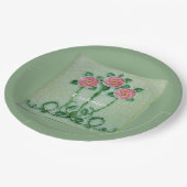 Drie roze rozen Thunder_Cove Papieren Bordje (Gekanteld)