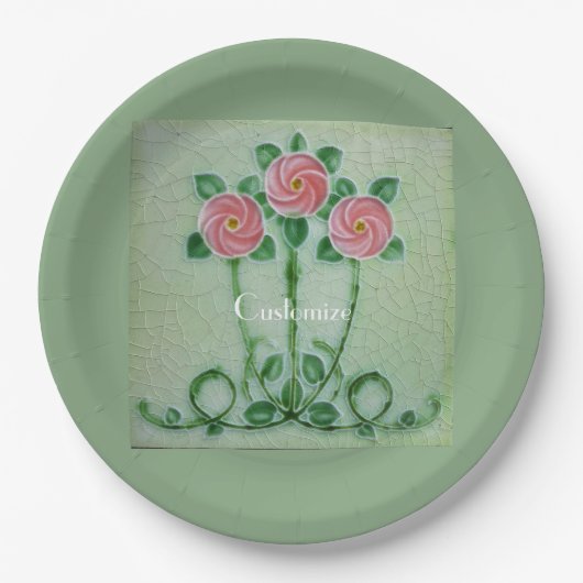 Drie roze rozen Thunder_Cove Papieren Bordje (Voorkant)