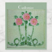 Drie roze rozen Thunder_Cove Wijn Etiket (Enkel label)