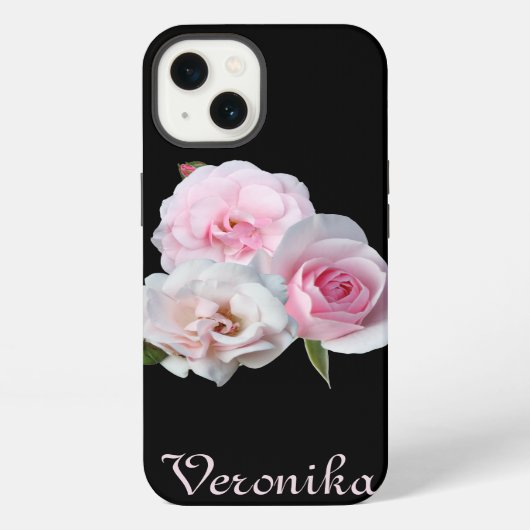 Drie roze rozen. Voeg tekst toe. iPhone Hoesje (Achterkant)
