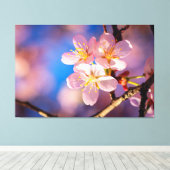 Drie roze Sakura Blossom Canvas Afdruk (Insitu (Houten vloer))