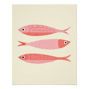 Drie Roze Sardines Perfect Poster