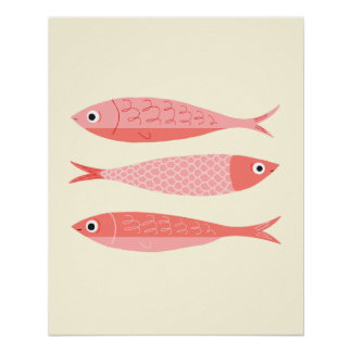 Drie Roze Sardines Perfect Poster