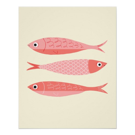 Drie Roze Sardines Perfect Poster (Voorkant)