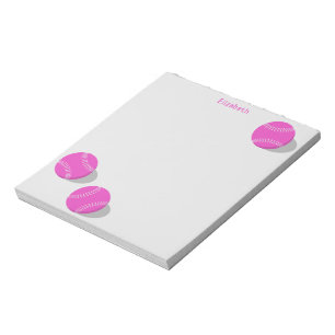 drie roze softballen meisjes gepersonaliseerde spo notitieblok