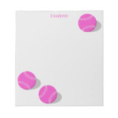 drie roze softballen meisjes gepersonaliseerde spo notitieblok (Voorkant)