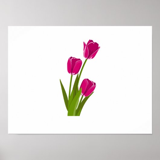 Drie roze tulpen draaien naar rechts Poster (Voorkant)