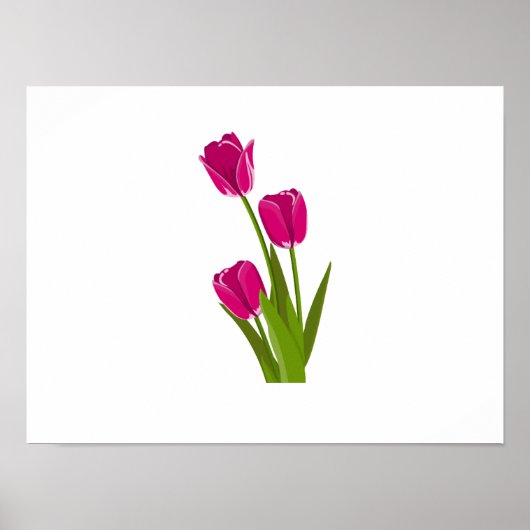 Drie roze tulpen naar links poster (Voorkant)