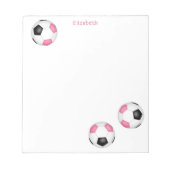 drie roze zwarte voetballen meisjes naam notitieblok (Voorkant)