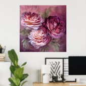 Drie Rozen - Bourgogne - fijn Poster/afdrukken Poster (Thuiskantoor)