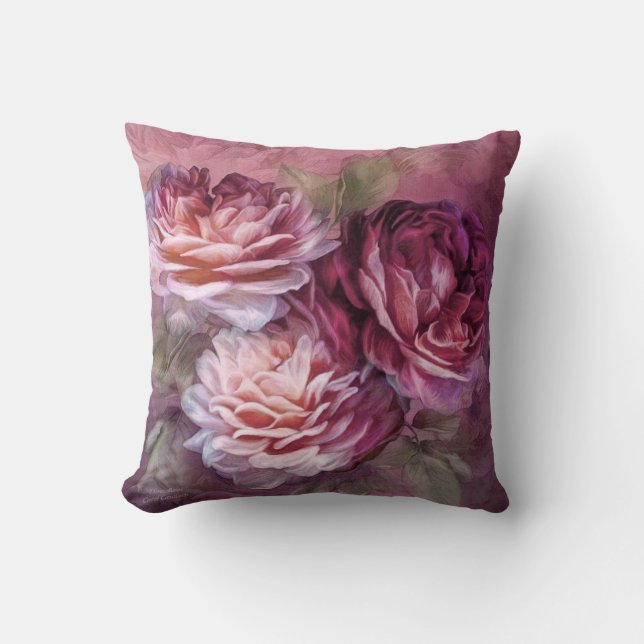 Drie Rozen - Bourgondië - Designer Kunstkussen Kussen (Voorkant)