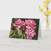 Drie Rozen in Roze Kaart (Gele Bloem)