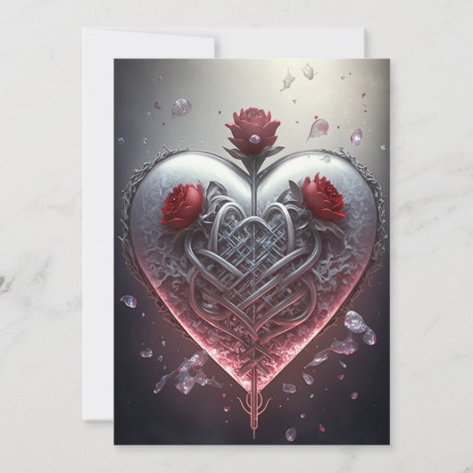 Drie Rozen Metallic Ionische Valentijnkaart Feestdagenkaart (Voorkant)