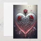 Drie Rozen Metallic Ionische Valentijnkaart Feestdagenkaart (Voorkant / Achterkant)