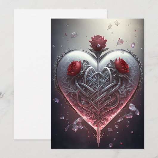 Drie Rozen Metallic Ionische Valentijnkaart Feestdagenkaart (Voorkant / Achterkant)