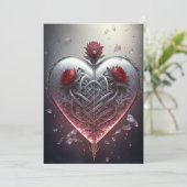 Drie Rozen Metallic Ionische Valentijnkaart Feestdagenkaart (Staand voorkant)