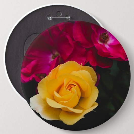 Drie rozen ronde button 6,0 cm (Voorkant /achterkant)