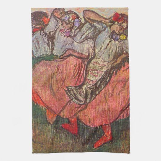 Drie Russische danseressen van Edgar Degas Theedoek (Verticaal)