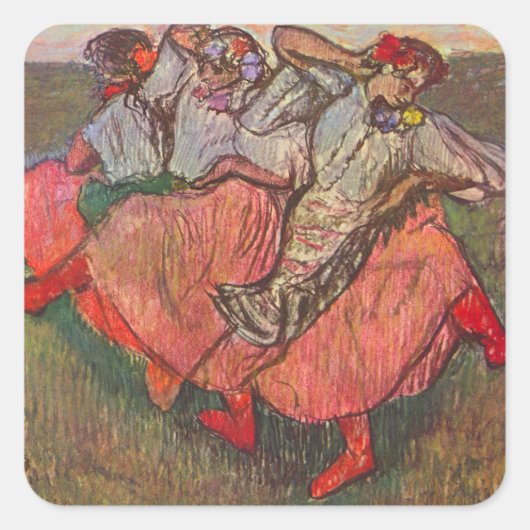 Drie Russische danseressen van Edgar Degas Vierkante Sticker (Voorkant)