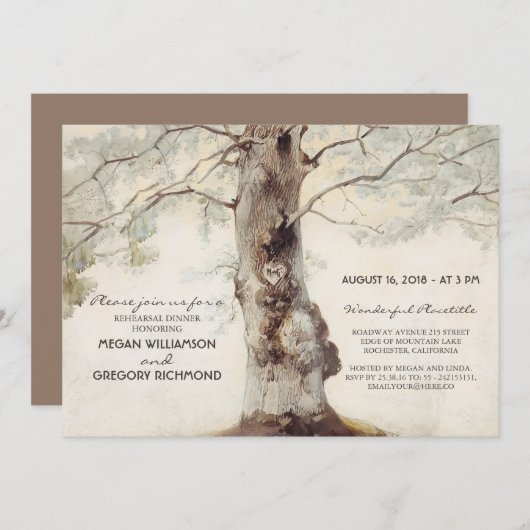 Drie rustieke repetitie diner kaart (Voorkant / Achterkant)