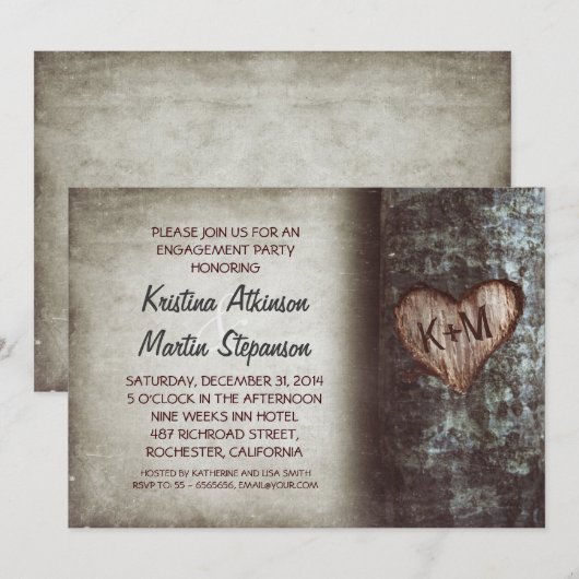 Drie rustieke verlovingsfeestuitnodigingen kaart (Voorkant / Achterkant)