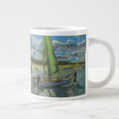 Drie Sailboten Bray Dunes Frankrijk Grote Koffiekop (Rechts)