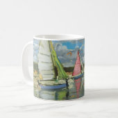 Drie Sailboten Bray Dunes Frankrijk Koffiemok (Voorkant links)