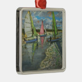 Drie Sailboten Bray Dunes Frankrijk Metalen Ornament (Rechts)