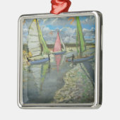 Drie Sailboten Bray Dunes Frankrijk Metalen Ornament (Links)