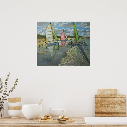 Drie Sailboten Bray Dunes Frankrijk Poster (Keuken)