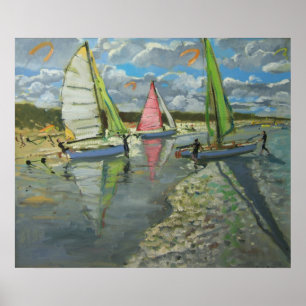 Drie Sailboten Bray Dunes Frankrijk Poster