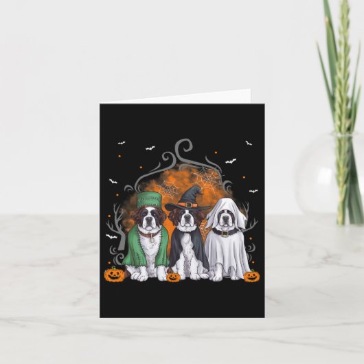Drie Saint Bernard St. Bernard Hond Halloween Ghos Kaart (Voorkant)