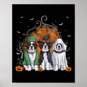Drie Saint Bernard St. Bernard Hond Halloween Ghos Poster