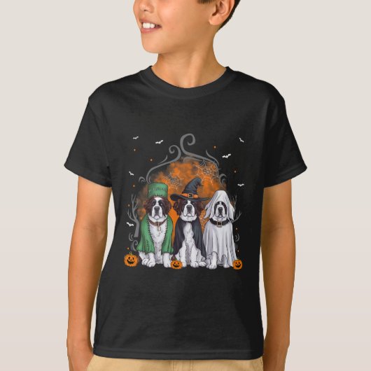 Drie Saint Bernard St. Bernard Hond Halloween Ghos T-shirt (Voorkant)