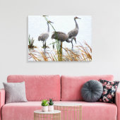 Drie Sandhill kranen Canvas Afdruk (Insitu (Woonkamer))