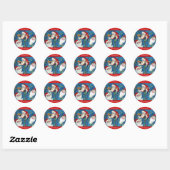 DRIE SANTA RONDE STICKER (Vel)