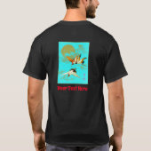 Drie sarus kraan vliegen voor de maan t-shirt (Achterkant)