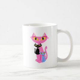 Drie Sassy Retro Cats Cute Illustration Koffiemok