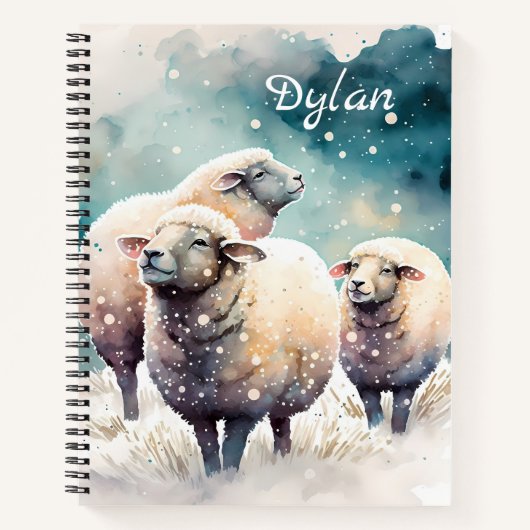 Drie Schapen in Winter Wonderland - Gepersonalisee Notitieboek (Voorkant)