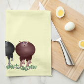 Drie schapenhanddoeken theedoek (Quarter Fold)