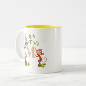 Drie Schattige Apen en Monogram Mok (Voorkant links)