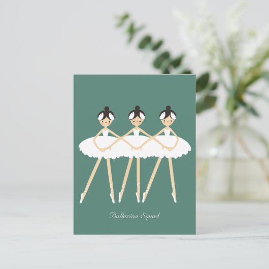 Drie schattige ballerina's , witte jurken briefkaart (Staand voorkant)