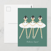 Drie schattige ballerina's , witte jurken briefkaart (Voorkant / Achterkant)
