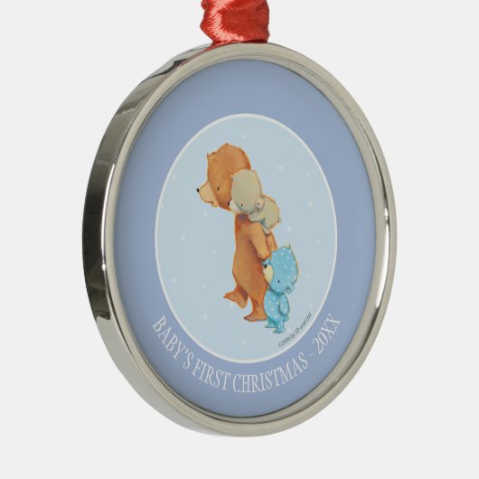 Drie Schattige Beren vrienden Metalen Ornament (Rechts)