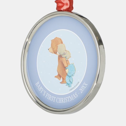 Drie Schattige Beren vrienden Metalen Ornament (Links)