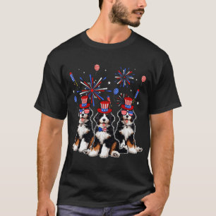Drie schattige Bernedoodles zonnebril Amerikaanse T-shirt