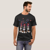 Drie schattige Bernedoodles zonnebril Amerikaanse T-shirt (Voorkant volledig)