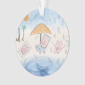 Drie schattige biggen op het strand ornament (voorkant)